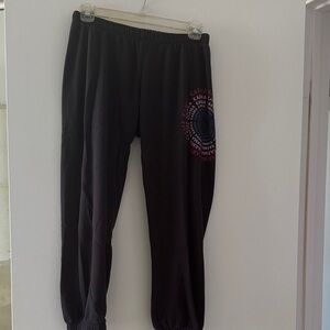 Spiritual Gangster Black Joggers with Colorful Graphic